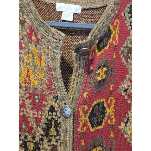 Soft Surroundings Long Cardigan Sweater Tapestry Jacket Art Wear Boho Heavy | M - Picture 13 of 13